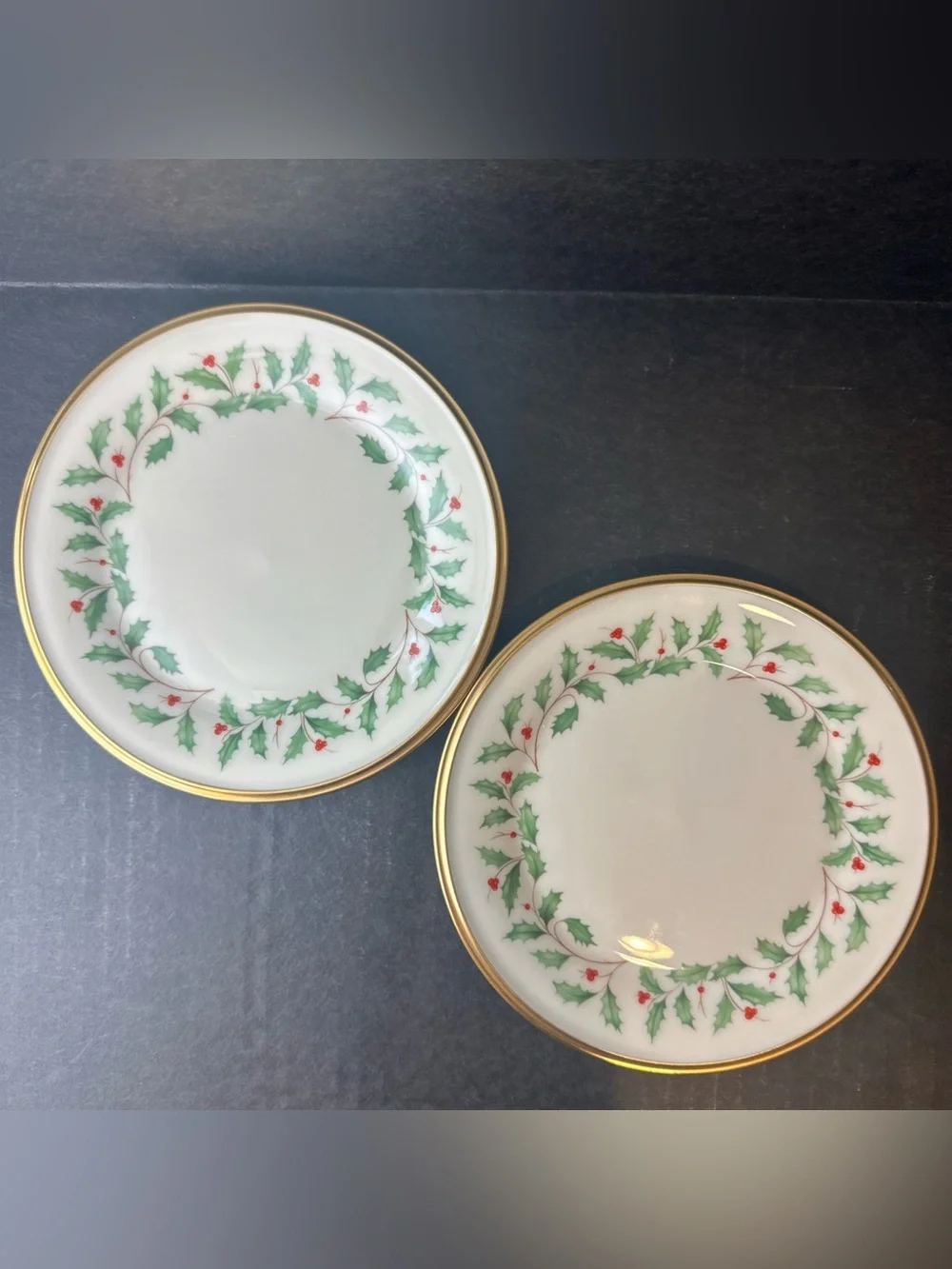 Vintage Lenox Bread Butter Plates Set 2 Holiday Dimension 6 3/8